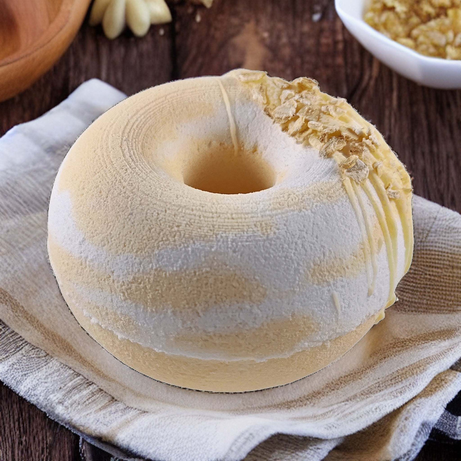 Indulge in the soothing blend of honey oatmeal with our donut fizzy bath bomb. Your bath time will become more delightful!