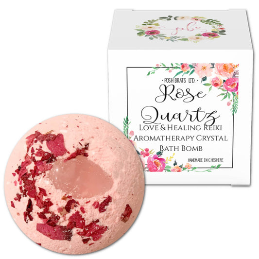 Rose Quartz Natural Crystal Botanical Aromatherapy Bath Bomb VEGAN