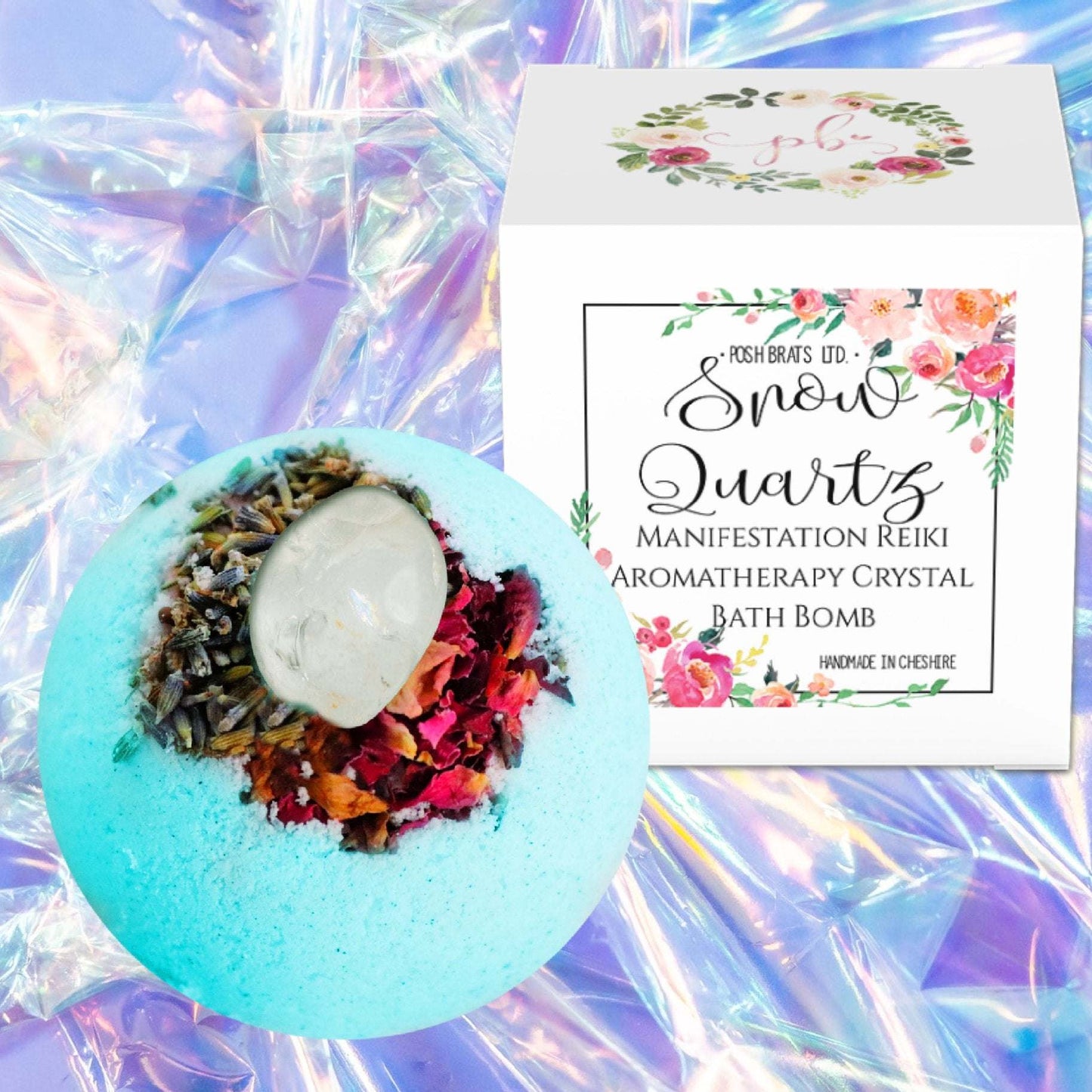 Snow Quartz Natural Crystal Aromatherapy Bath Bomb