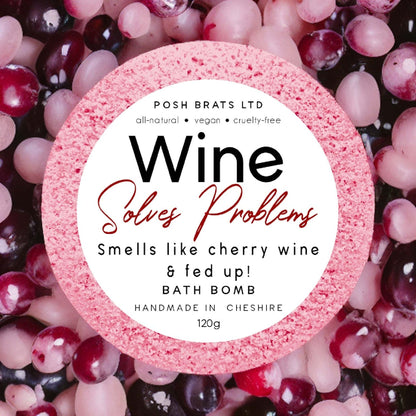 Unwind in style with our Wine Solves Problems Fizzy Bath Bomb. Just like a fine wine, it's designed to soothe your senses.