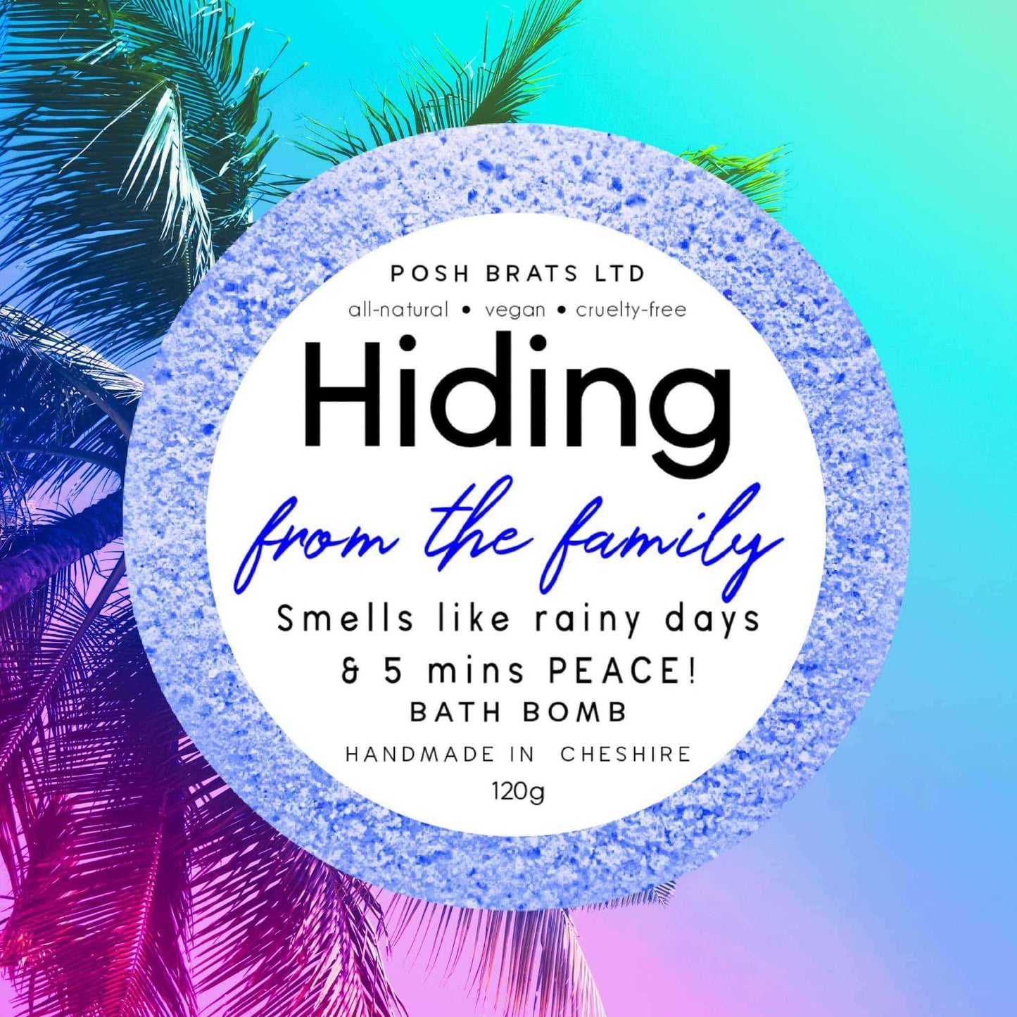 Discover personal zen with our Hiding From the Family Fizzy Bath Bomb. Perfect for those moments when you just need a break.
