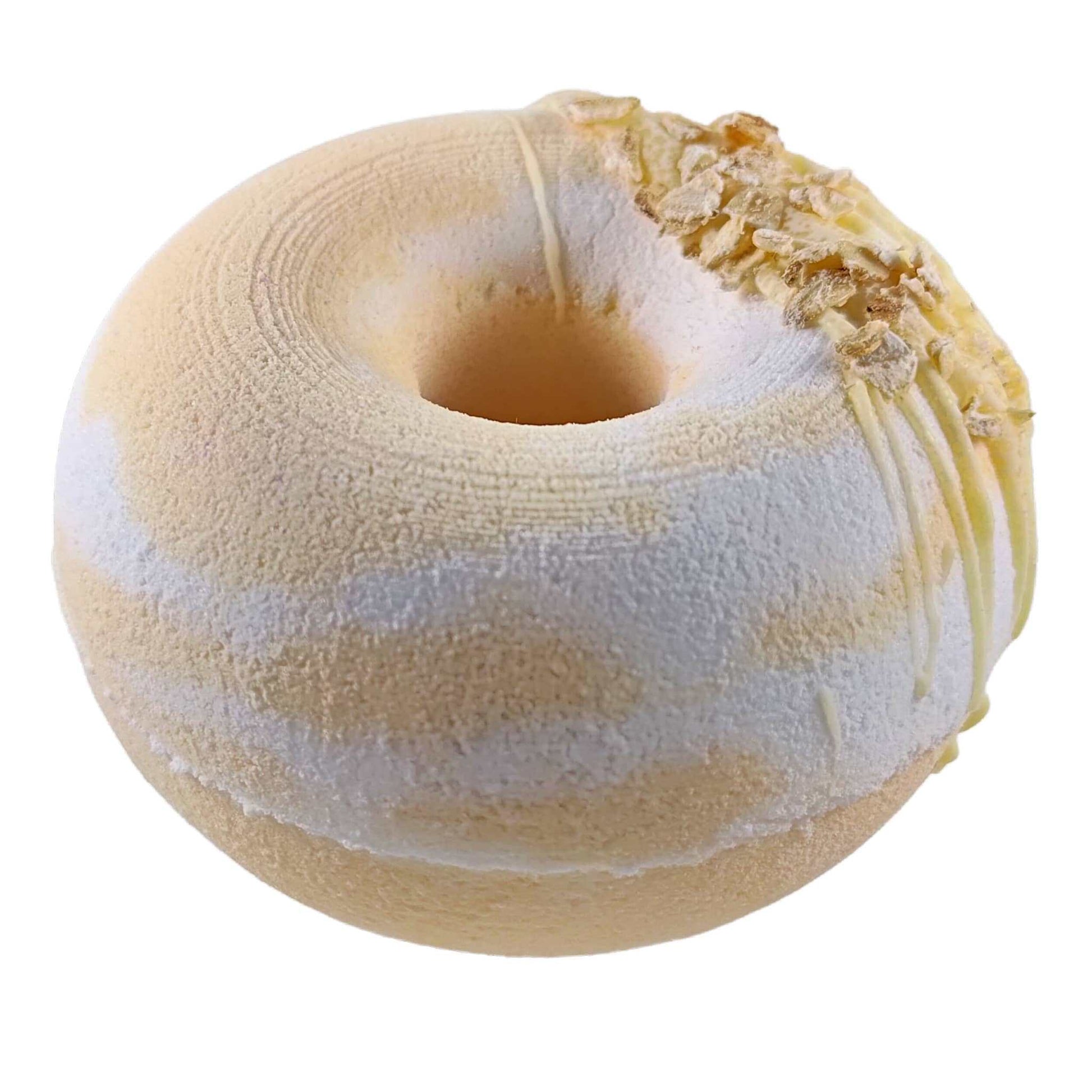 Experience the ultimate relaxation with our honey oatmeal donut fizzy bath bomb. Enjoy its calming effects and radiant skin!