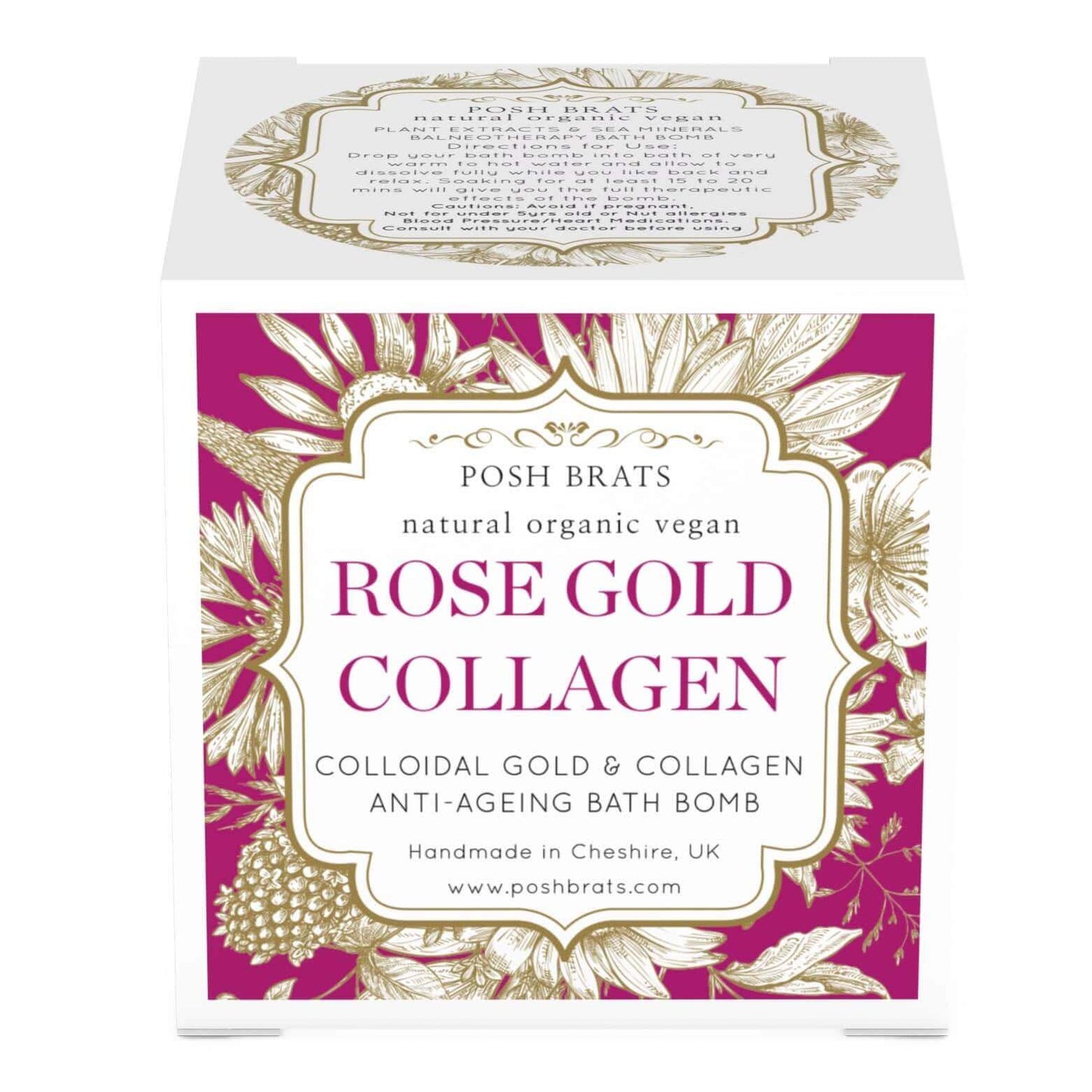 Pamper yourself with the ultimate indulgence, the Rose Gold Collagen Aromatherapy Bath Bomb.