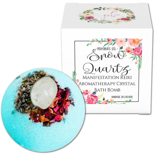 Snow Quartz Natural Crystal Botanical Aromatherapy Bath Bomb VEGAN