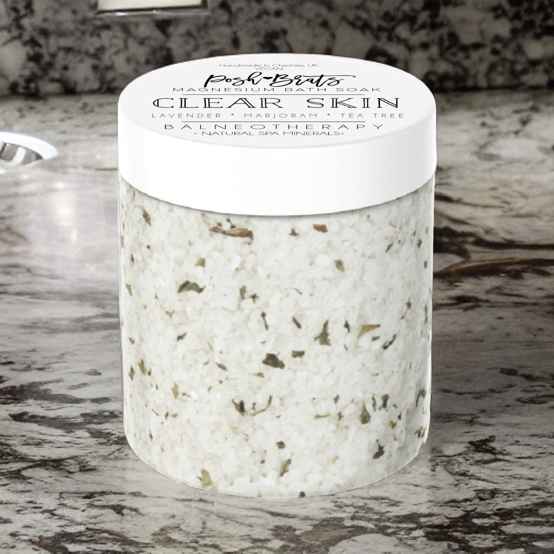 Immerse in the benefits of Clear Skin Bath Salt! Our Magnesium Aromatherapy Soak is your answer to radiant skin.