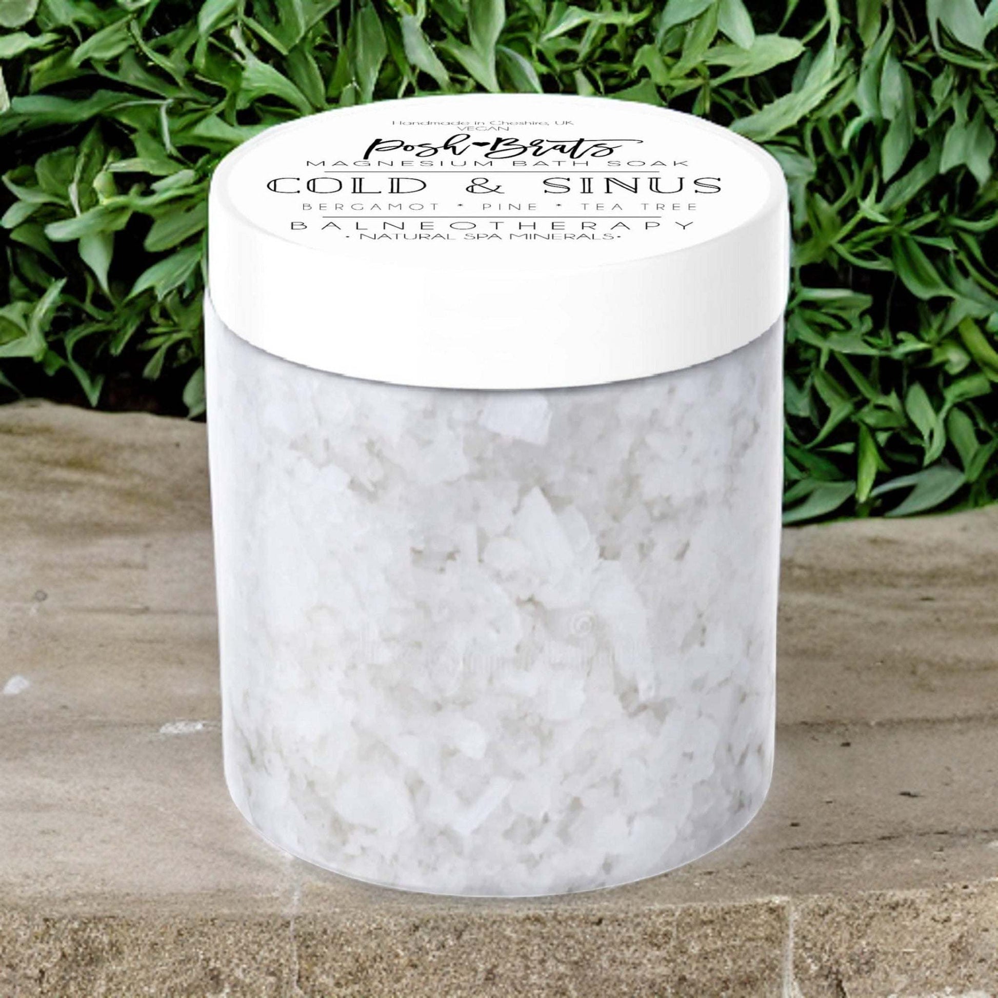 Ease your cold symptoms with our Cold Sinus Relief Bath Salt magnesium soak. Health and relaxation in one package!