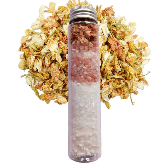 Rejuvenate with Woodbine Jessamy Spa's mineral botanical bath salts. Treat yourself to a luxurious soak today!