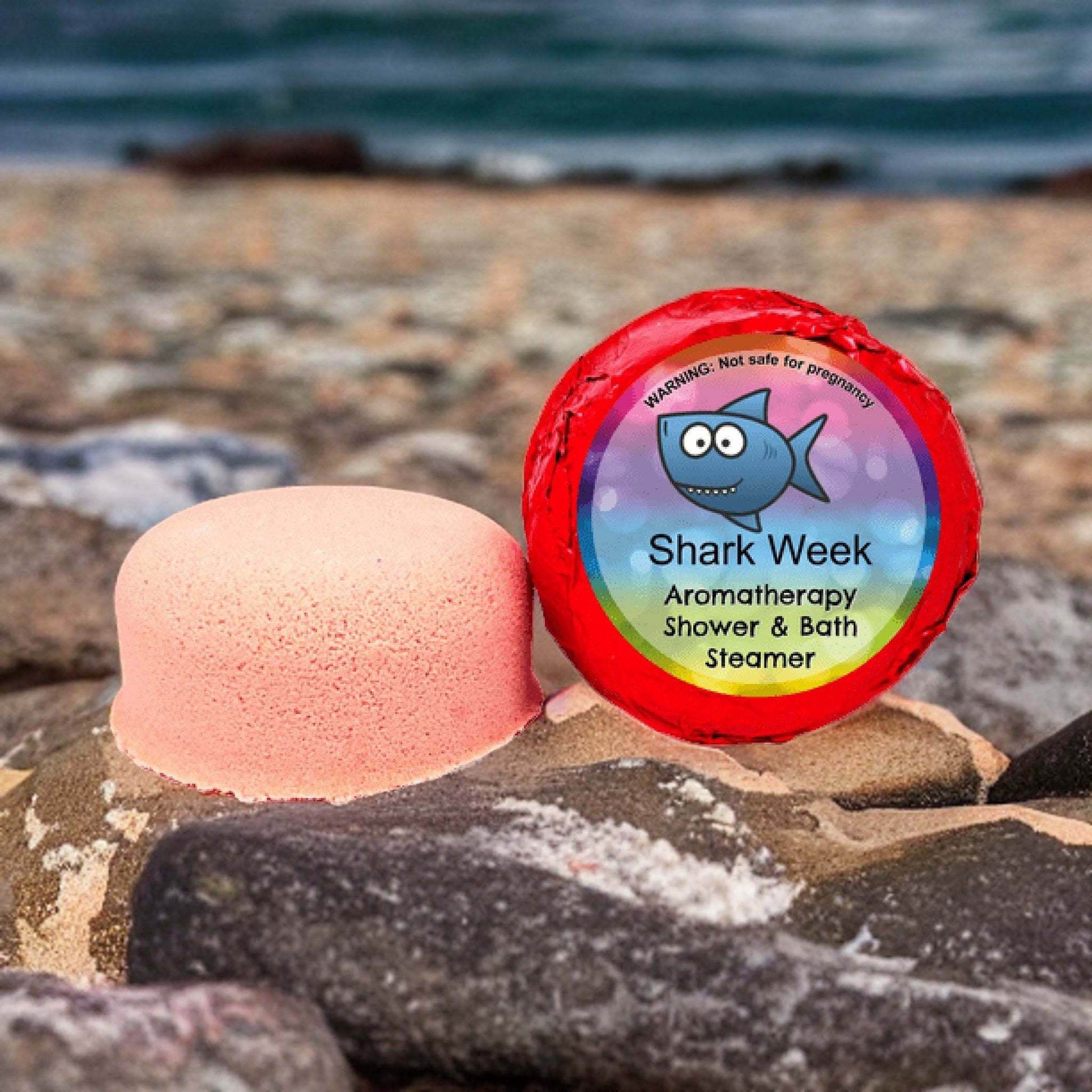 Turn your bathroom into a spa with our Shark Week Shower Steamer - designed for powerful PMS relief through aromatherapy.
