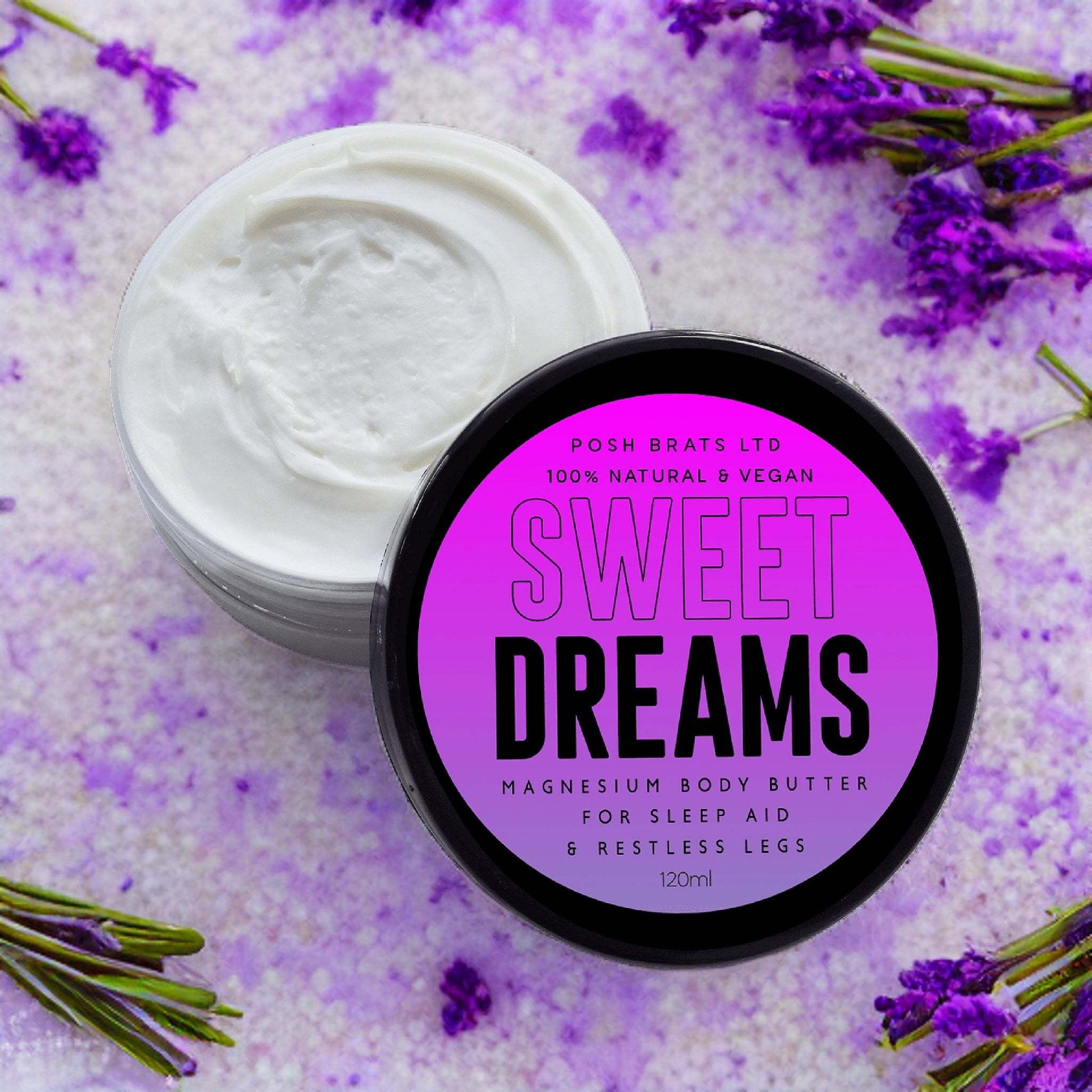 Experience tranquility with Sweet Dreams Magnesium Body Butter. Our sleep aide body butter soothes, moisturizes, and promotes restful sleep.