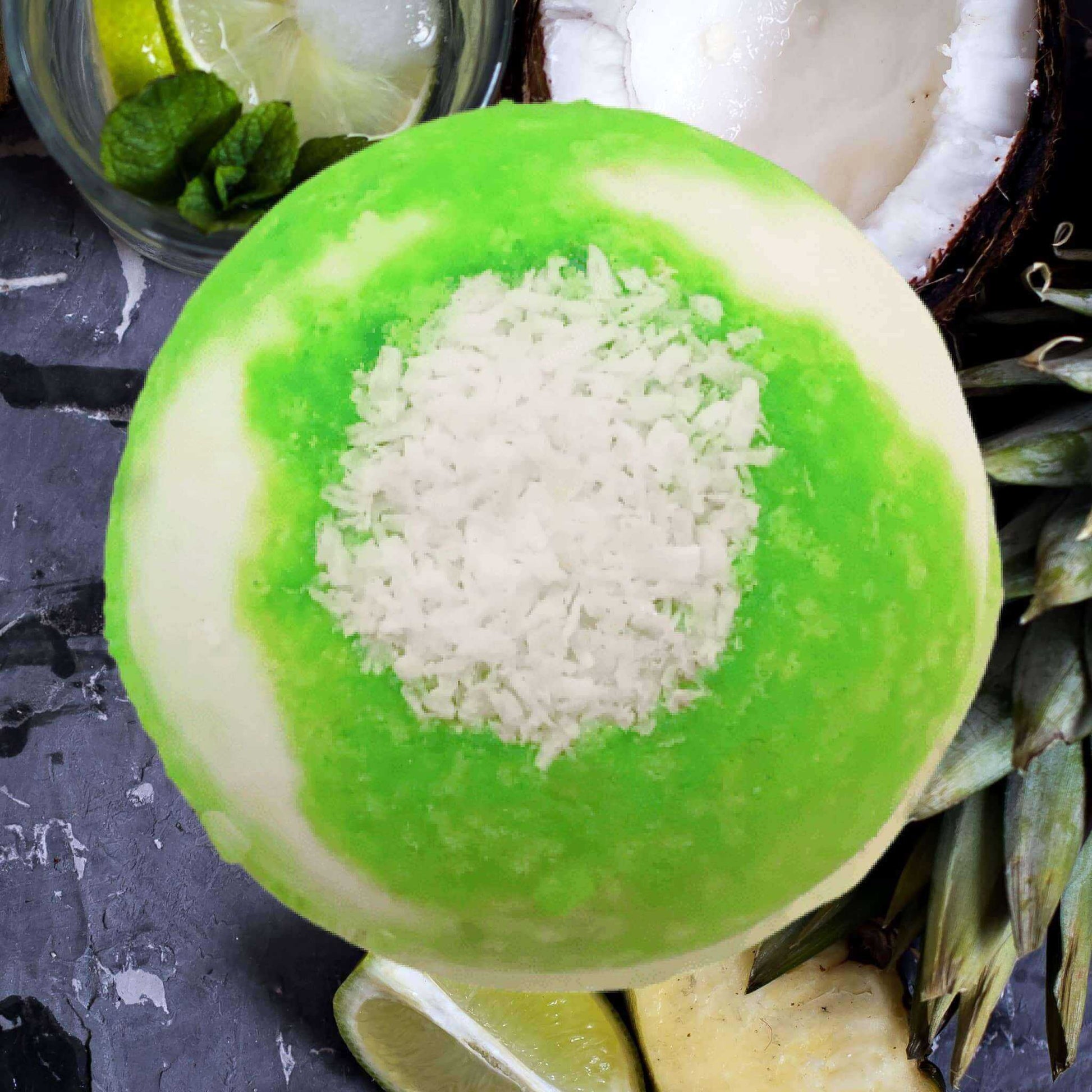 Coconut Lime Fizzy Bath Bomb: Infuse your bath time with tropical vibes! Dive into relaxation now.