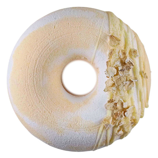 Honey oatmeal donut fizzy bath bomb - a luxurious treat for your skin! Feel relaxed, rejuvenated and moisturized.