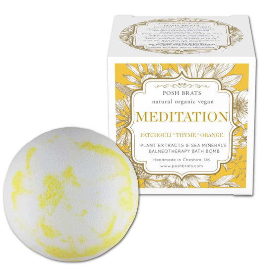 Experience tranquility with our Meditation Aromatherapy Bath Bomb. Indulge in the calming scent of orange patchouli - relaxation redefined.