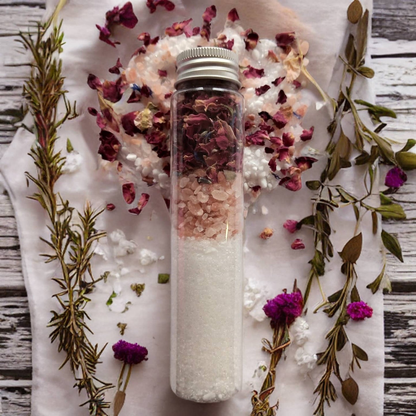 Immerse yourself in luxury with Monks Heath's botanical bath salt tube, inspired by medieval gardens.