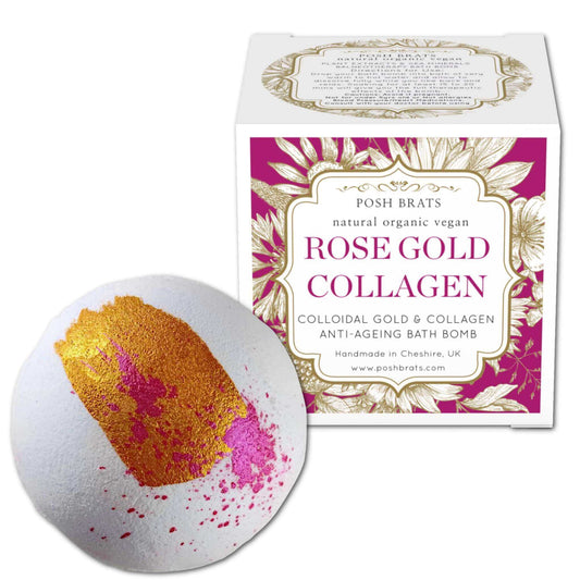 Unwind with our Rose Gold Collagen Aromatherapy Bath Bomb. Luxury meets skin rejuvenation in your bath!