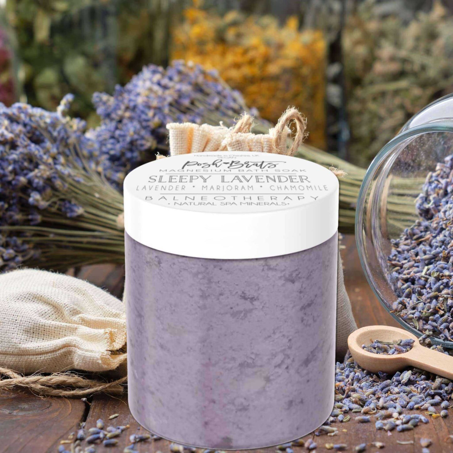 Discover tranquility with Sleepy Lavender Bath Salt enriched with soothing magnesium sea mineral. A restful sleep awaits you.
